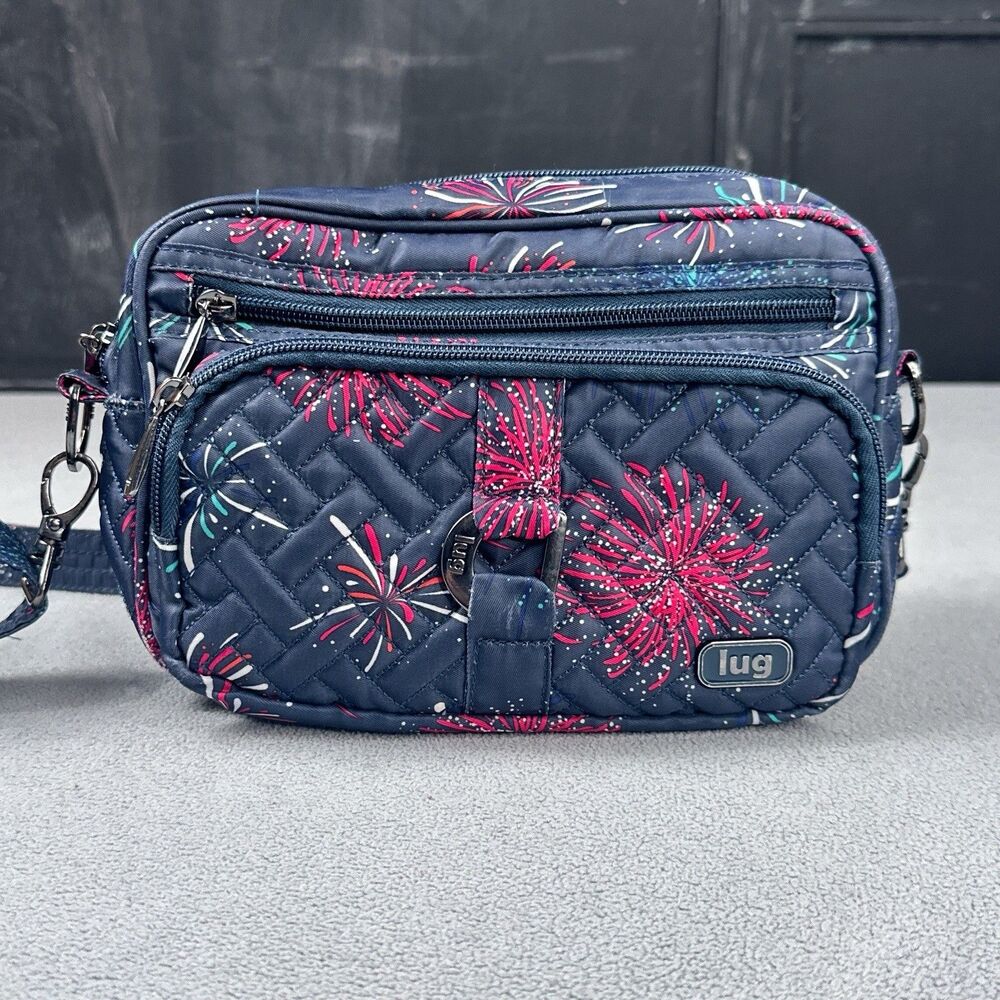 Lug Carousel Crossbody Bag Purse Navy Firework Travel Bag Organizer 4th of July